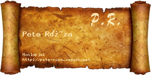 Pete Róza névjegykártya